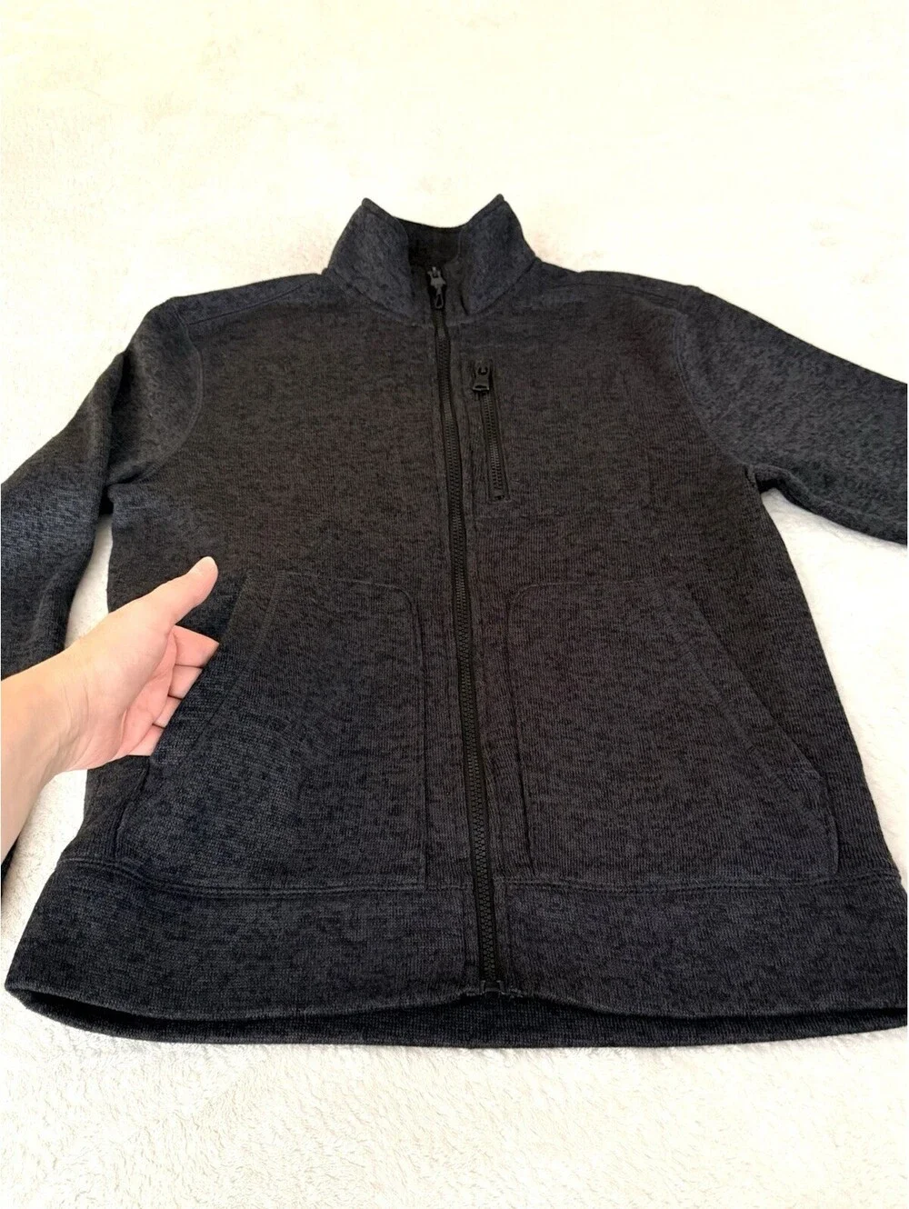 Banana Republic Men’s Full Zip Fleece Sweater Size S Charcoal Gray